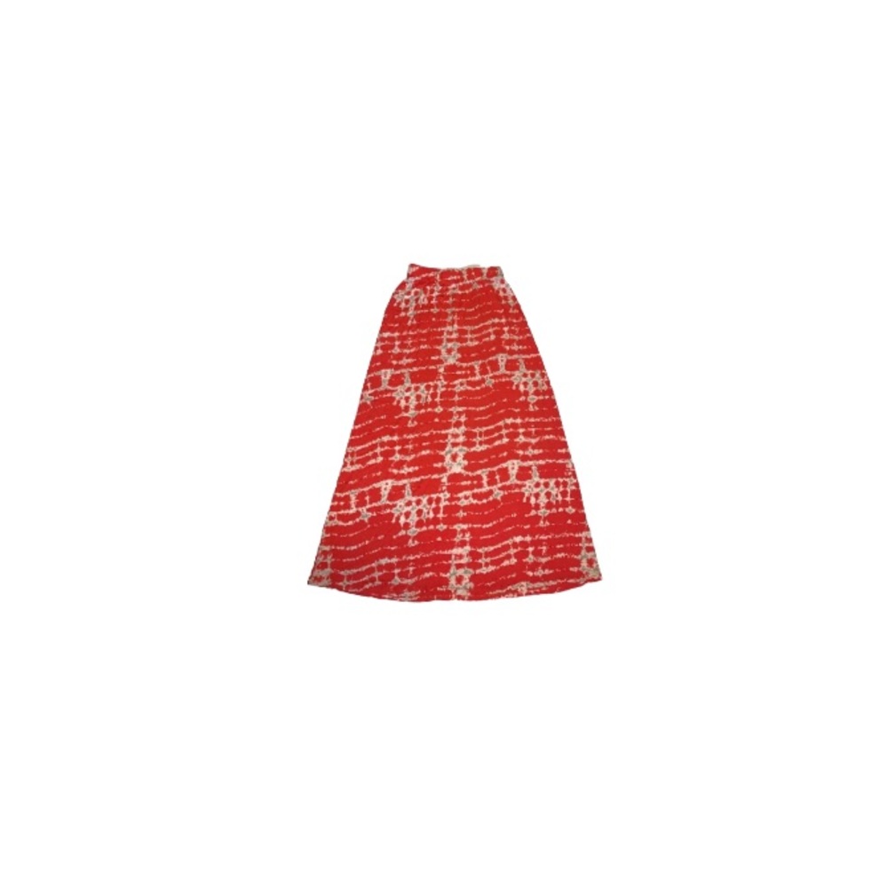 Loveappela Boho Red and Tan Tie Dye Stretch Cotton Maxi Skirt - Women’s Size XS